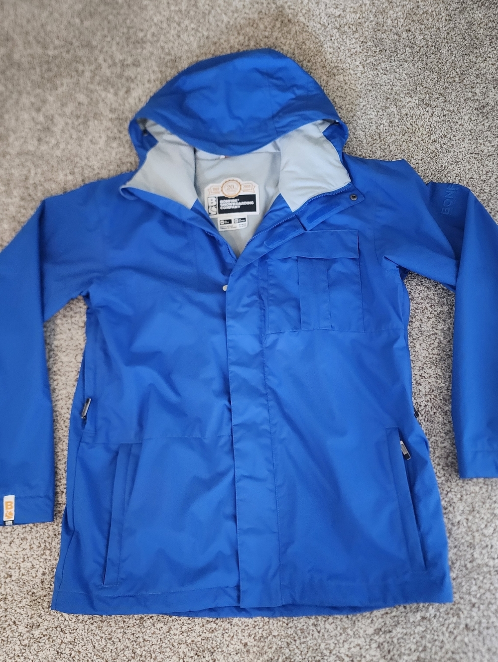 💎BONFIRE Snowboarding Co. 20th Anniversary Blue Shell Jacket. Sz M 🔖